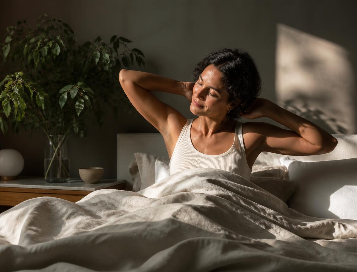 Ruhiges Schlafzimmer im Morgenlicht